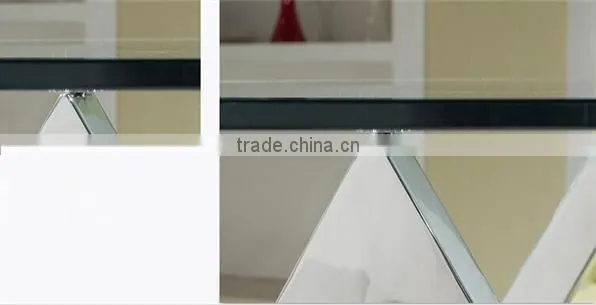 Special Shape Tempered Glass Top Console Table Set With Stainless Steel Base For Home Use