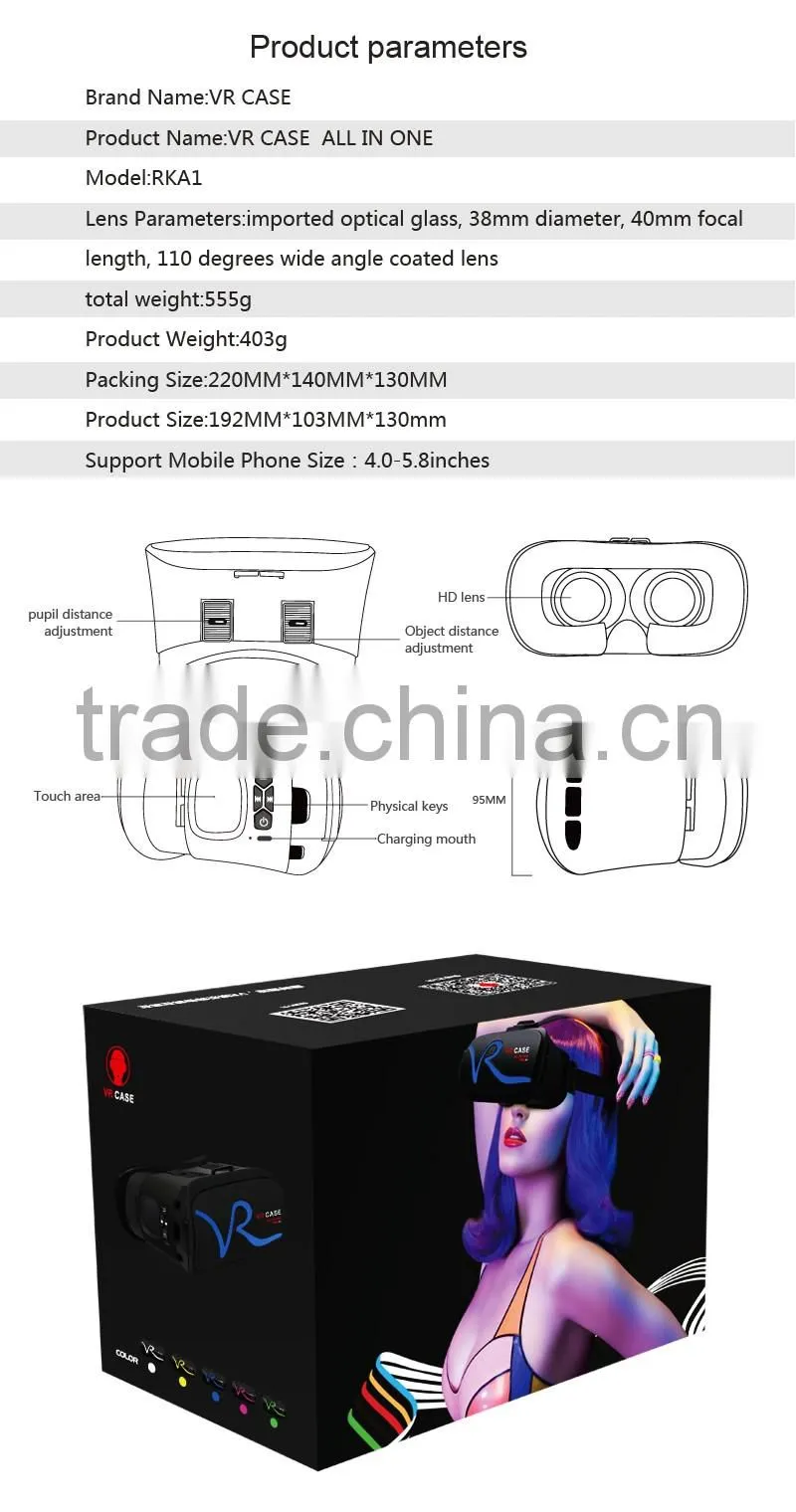 Low price All In One Rk-A1VR Case vr headset, Upgraded Version VR Box 2.0