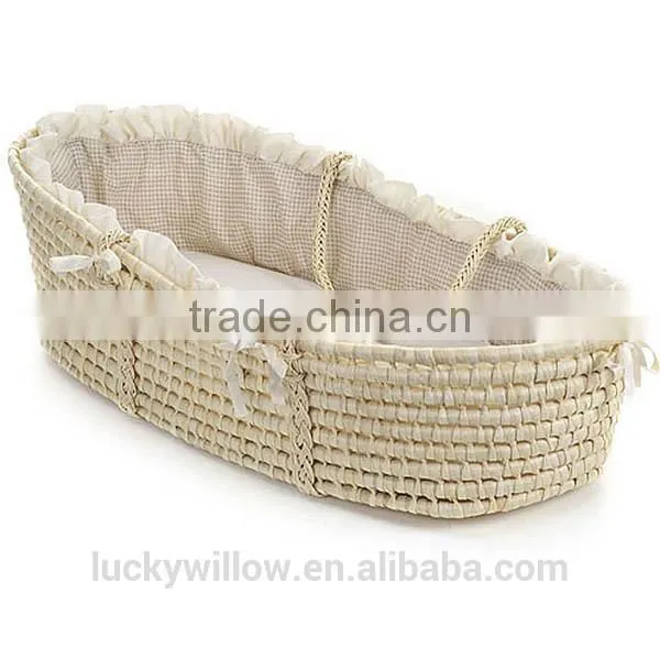 hanmade willow baby sleeping basket/baby cribs/eco wicker bassinet