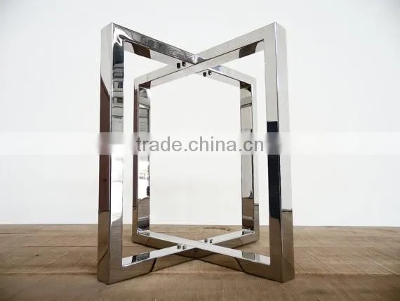 Stainless steel solid wood dining table metal leg wholesale factory