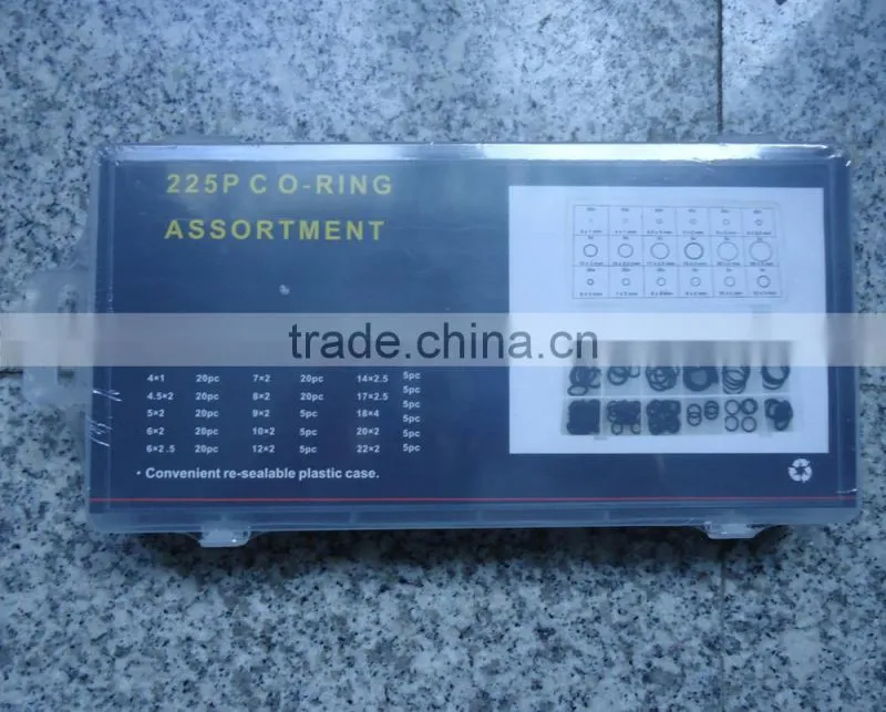 Professional factory 225 pcs Rubber O- ring assortment / Hardware sets