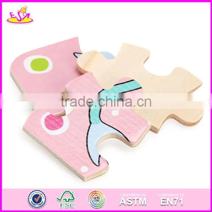 2017 New design pink donkey toy wooden picture puzzle maker W14C248