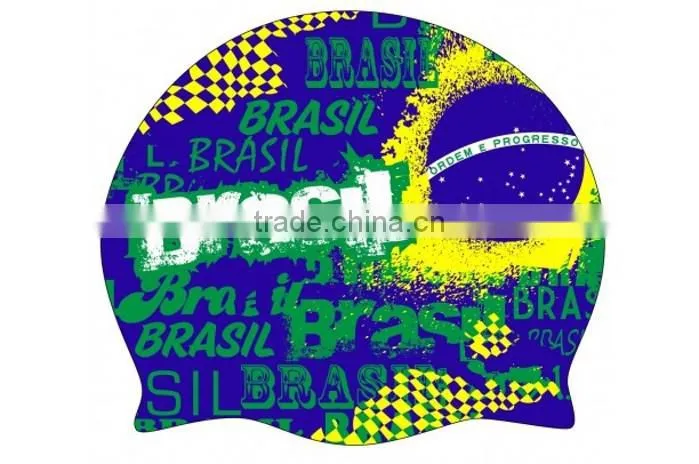 custom printing funny cartoon waterproof swim cap silicone rubber swimming cap
