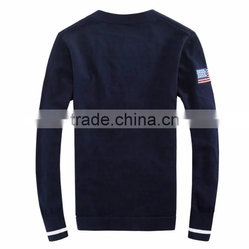 Customized embroidered logo button down sweater cardigans wholesale sweaters for men