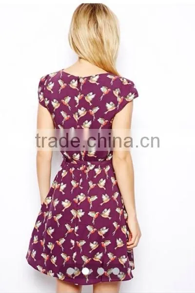 HD-D124 elegant fashion floral women dress/casual ladies dress