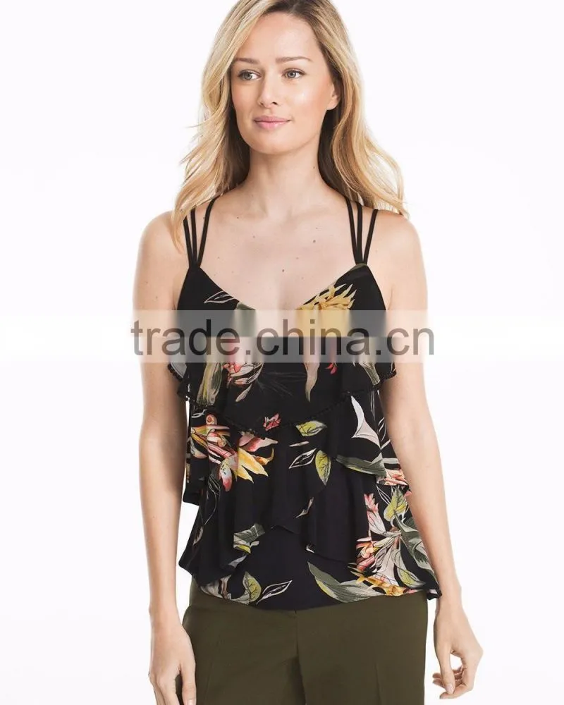 MGOO Wholesale Ladies Fancy Sleeveless Tops Made From 100% Polyester Chiffon Casual Sexy Crop Tops