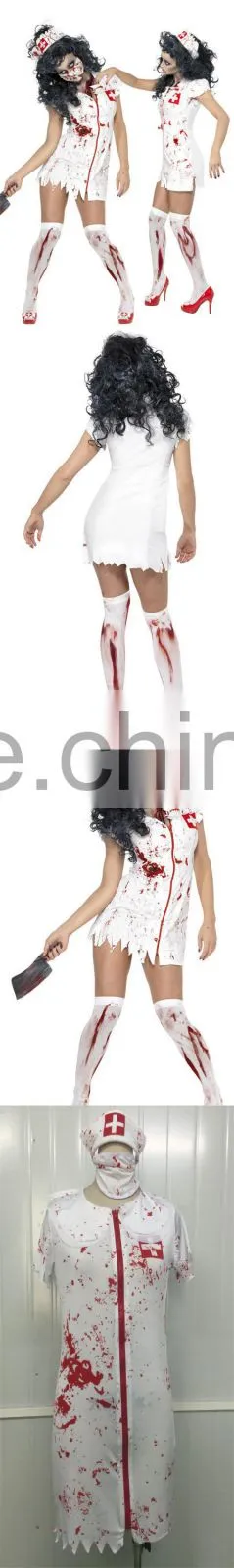 Sexy White Dress Ghost Nurse Cosplay Halloween Costumes China Wholesale