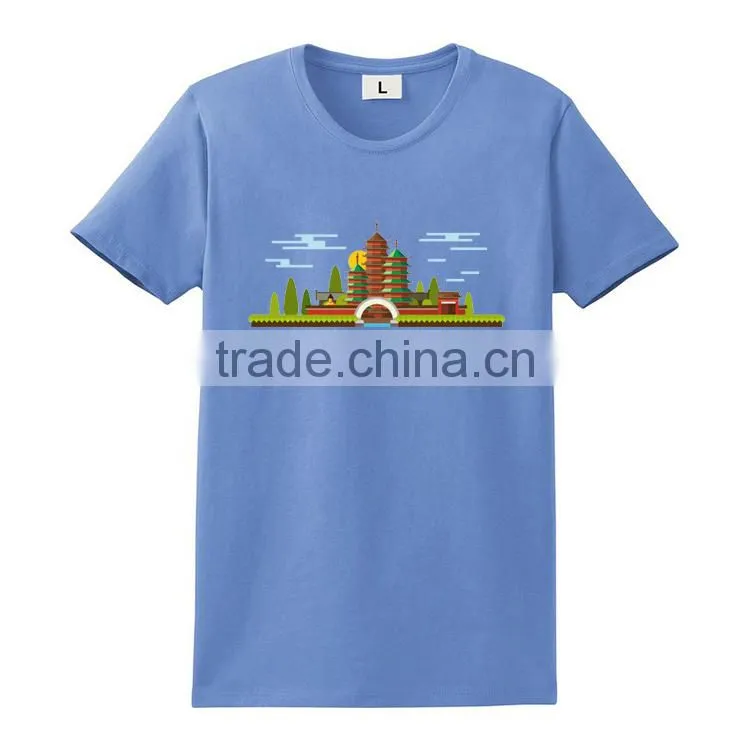 Rounded hem 60% cotton 40% polyester cheap printing muscle fit t shirt