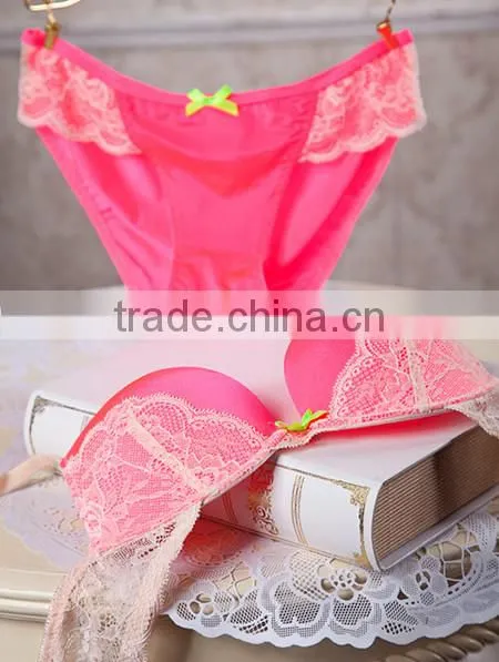 3/4 cup Nylon & Lace Bra and Panties Set,two hook-and-eye,back closure