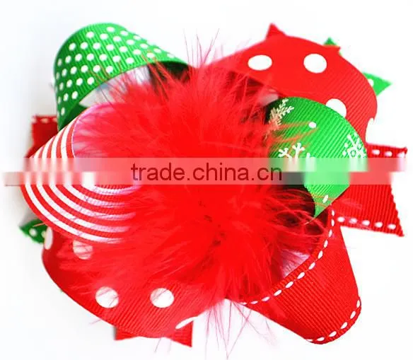 2014 christmas hair bow for kids, baby christmas hair bows