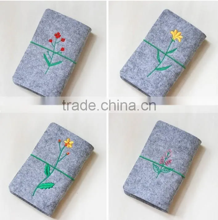 Novel logo custom felt cover with embroidery spiral binding dairy notebook with button