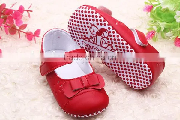 PU Leather Princess Bow Girls Kids Newborn Baby Flat First Walkers Shoes