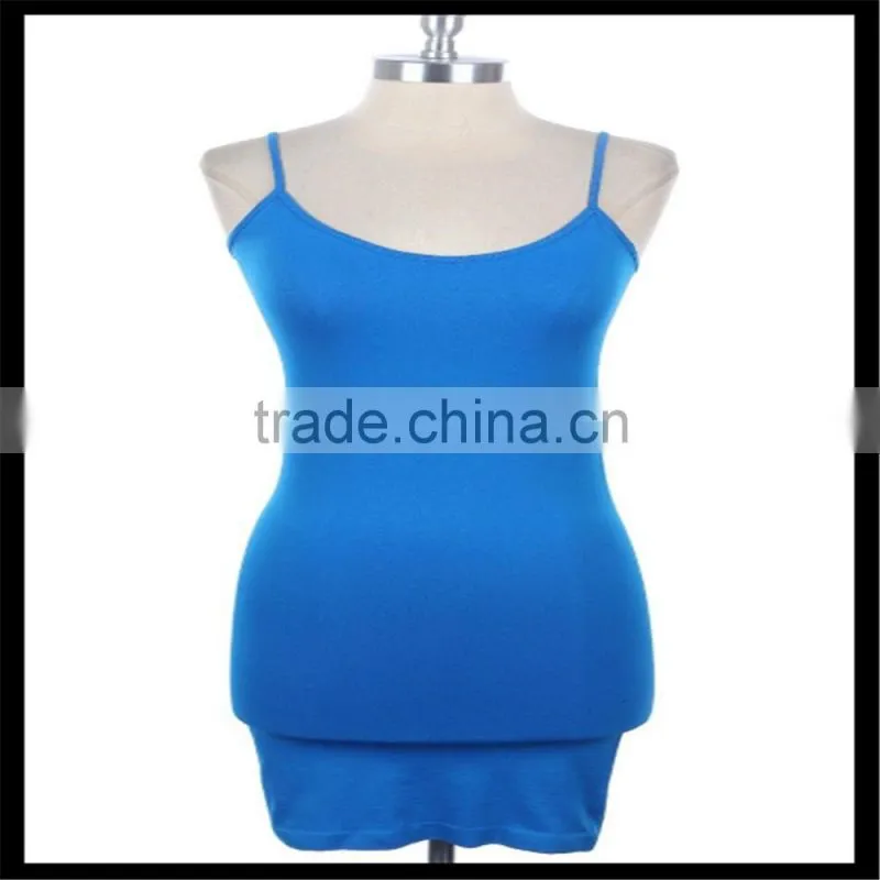 Extra Long Seamless Tunic Dress Slip Camisole Layering Tank Top pink color