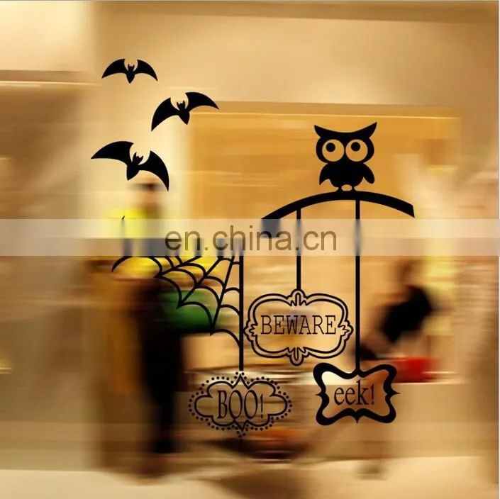 Halloween Theme Owl and Bat Evil Window/Wall Sticker Halloween Decoration Home Decoration