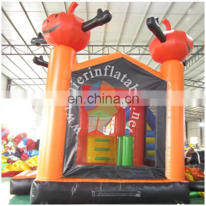 Hot sale inflatable castle house with slide / cute colourful inflatable jumping castle / smiley kids castle tent