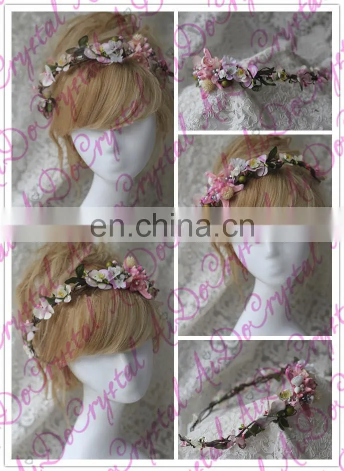 Aidocrystal Indian Unique Design pink artificial garland wedding flower hair accessories