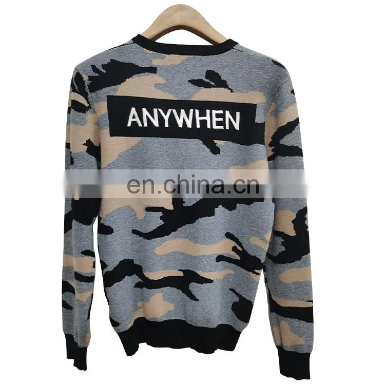 DiZNEW Wholesale Camo loose oversized Sweater Printed Pattern Sweater Men