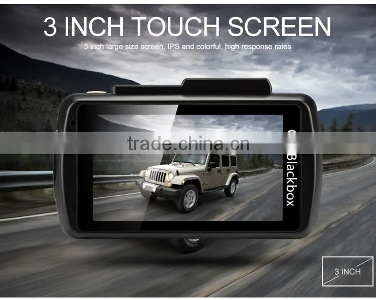 3 inch touch screen high full hd/night vision /G-sensor radar detector/russian gps voice tracker/car camera record four in one
