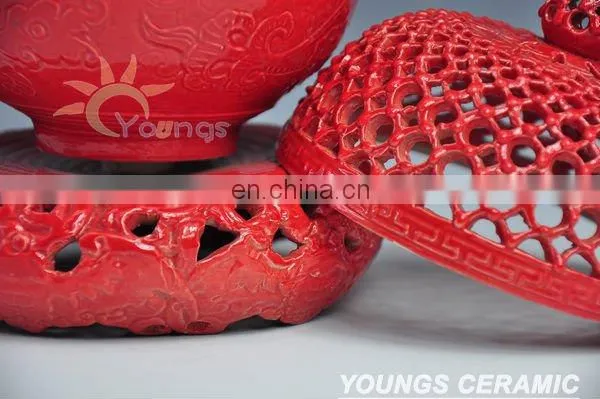 Chinese Ceramic Red Incensory
