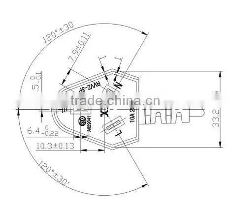 3 Pins China ac adapter plug ac power adapter plug