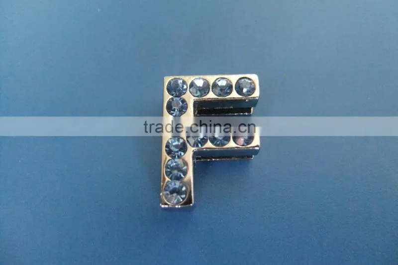Zinc Alloy 18mm Slide Letters with Light Blue Rhinestones