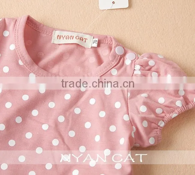 2016 Summer Cute Baby Girl Lovely Modeling Dot Kids Girl Bow Tie Baby Romper Children Girl Junpsuits