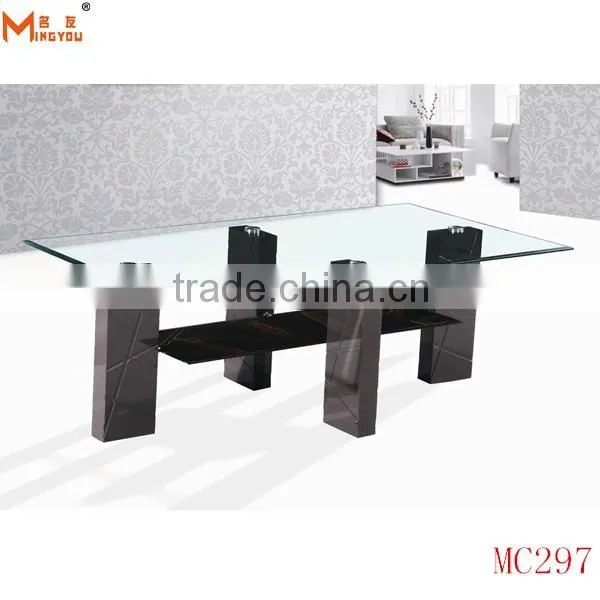modern cheap glass top wood coffee table
