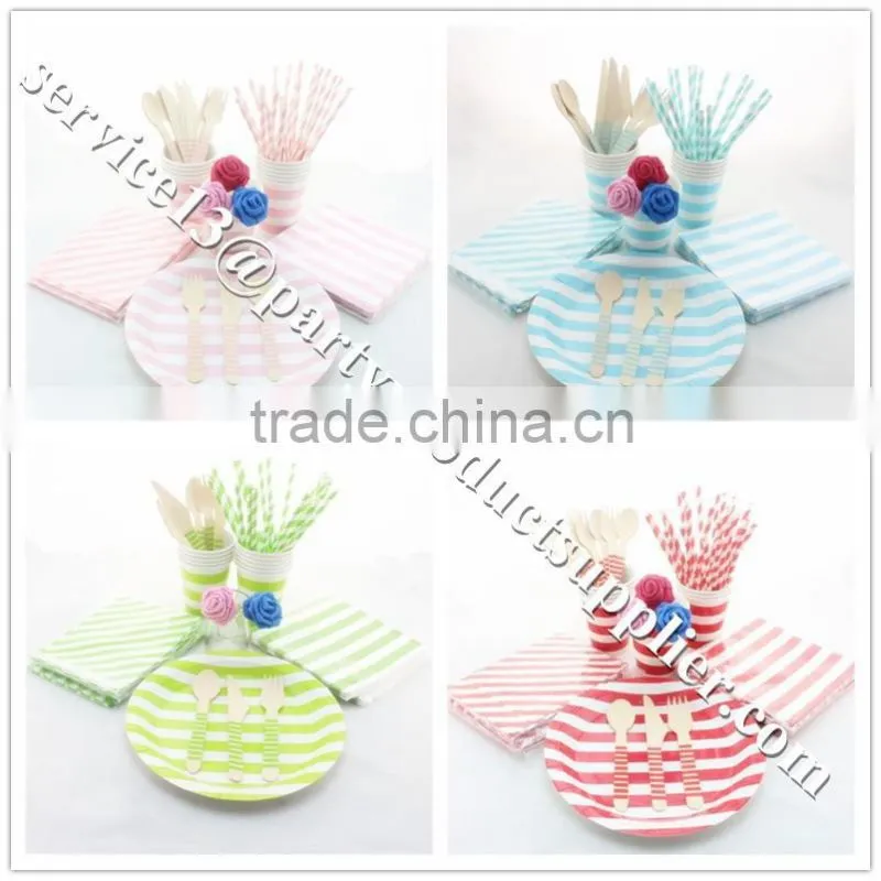 Manufacturer Disposable Party Tableware Paper Plates Straws Cups Napkins