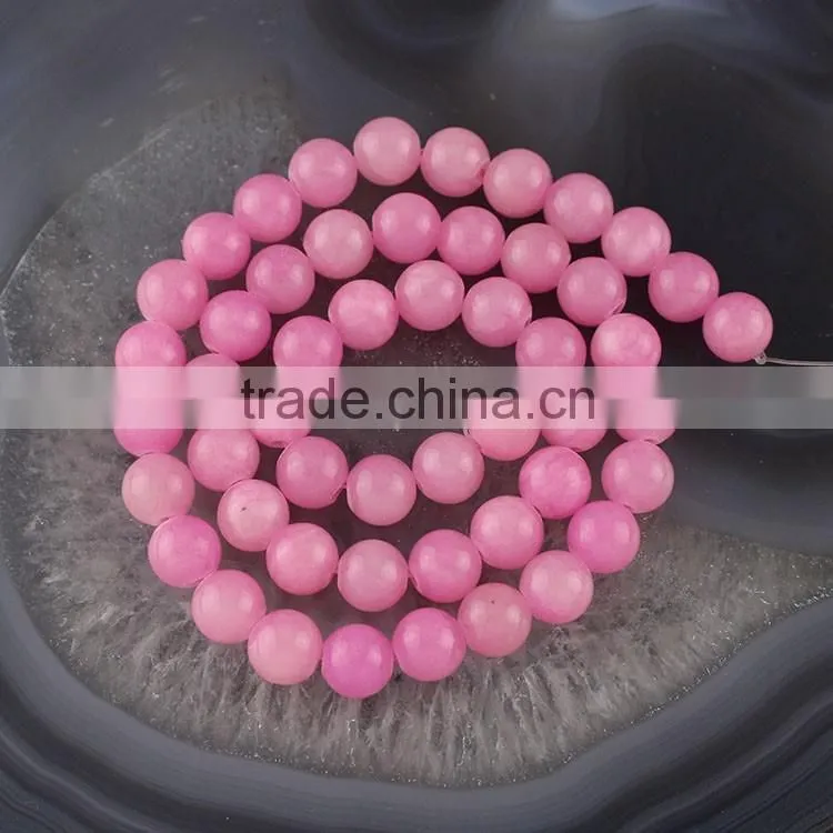 YJ1121-5 Wholesal light pink dyed jade round bead