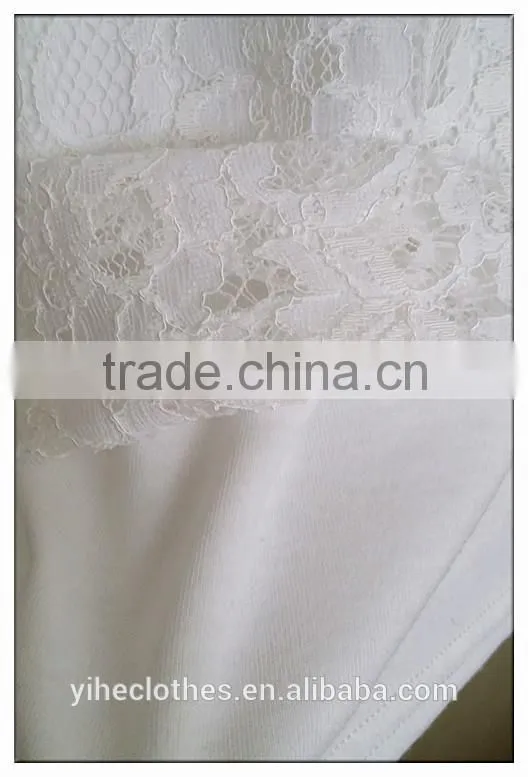 Simple lace T-shirt cap sleeve o-neck double deck T-shirt