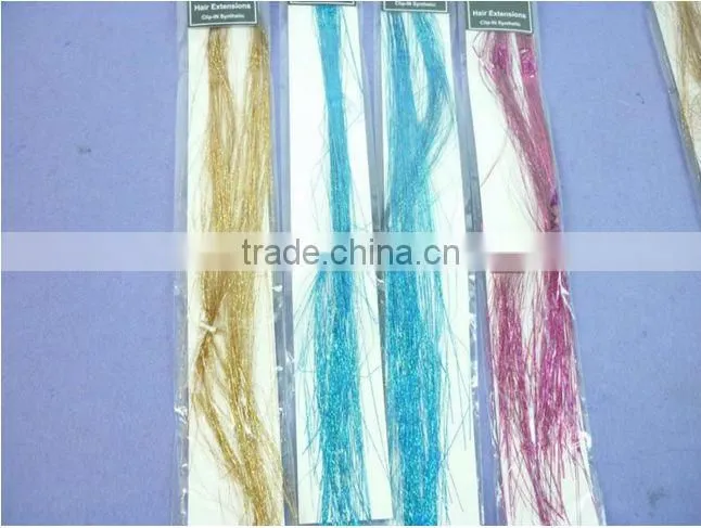top selling rainbow color sparkling clip in hair tinsel