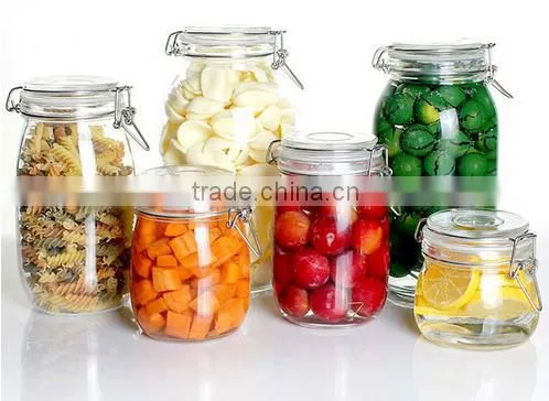 Wholesale kitchen glass jars with clip lid