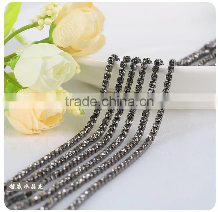 Turquoise SS6 to SS38 Silver Plating Wholesales AAA Quality Shinny Close Crystal Cup Claw Rhinestone Chain for Jewelry Cheapest
