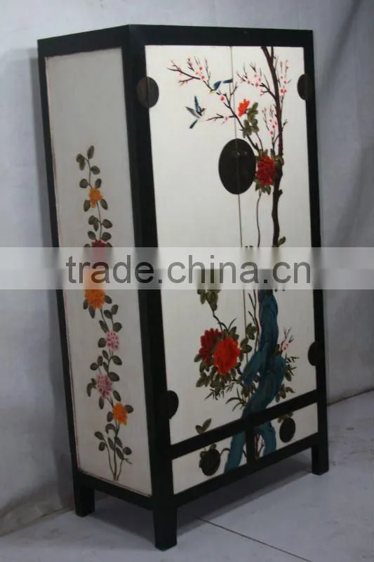 chinese antique painted two door two drawer cabinet