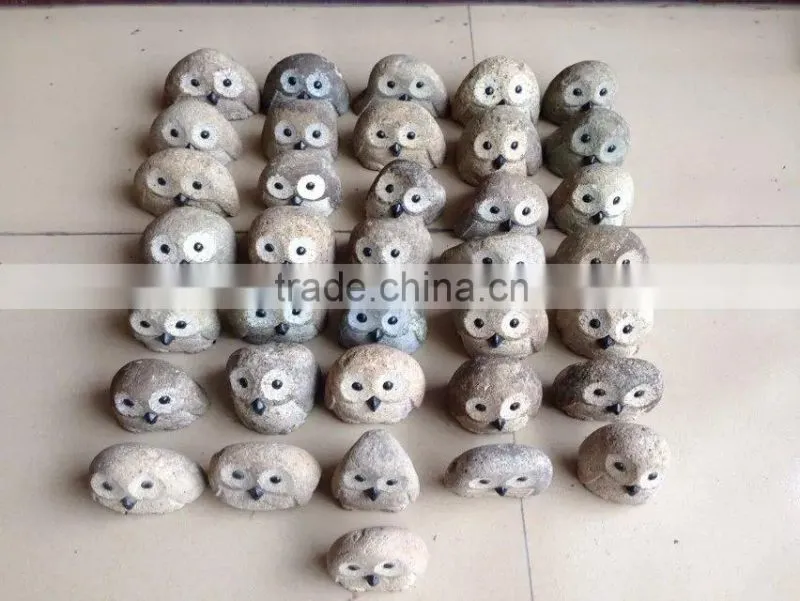 natural river cobble stone garden owl