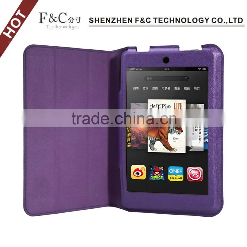 Ultra-thin three folding PU Leather case for Amazon Kindle Fire HD 6 cover