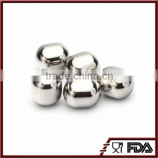 pearl shape high quality non-toxic stainless steel ice cube whisky stone for red wine