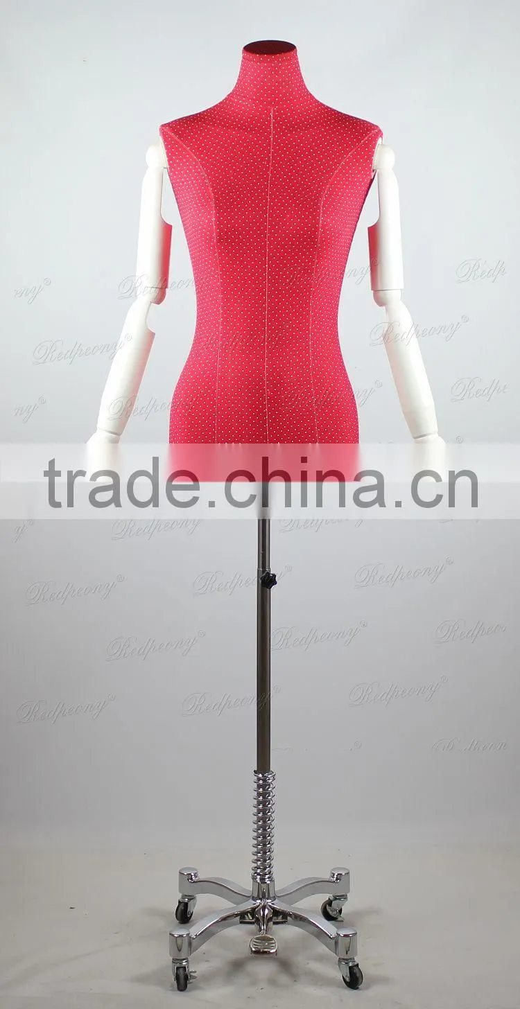 red cloth cover torso female mannequins with adjust arms