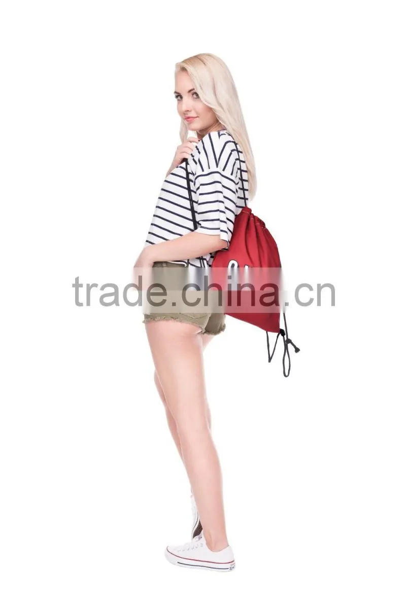 High Quality 3D Printed Chill Red Recycled Rope Drawstring Bag