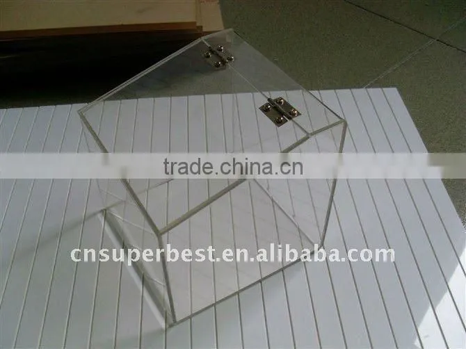 clear acrylic display box with metal hinged