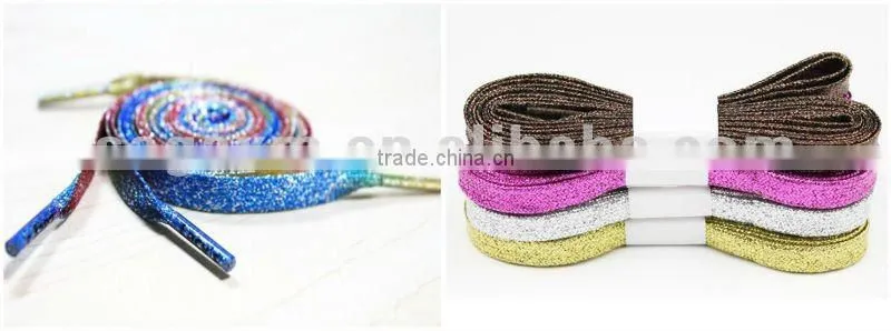 12mm flat single color blue metallic shoelace