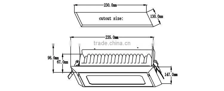 Square wall washer led light high CRI COB chip patent mould