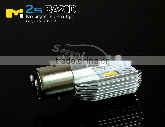SpeedLight High Brightness 12V 6W 800LM BA20D LED Bulb 12V Replacement Motorcycle lamp 12V 35/35W BA20D
