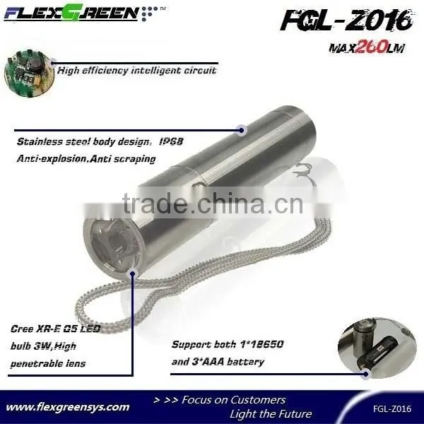 18650 battery stainless body led Q5 mini torch