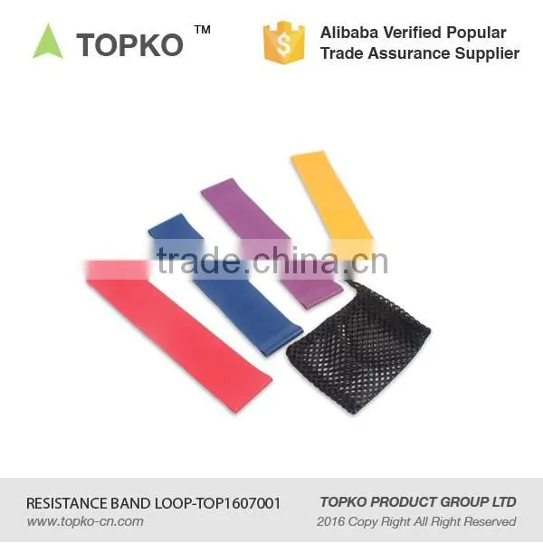 TOPKO latex material custom stretch elastic loop set of 5 with mesh bag fitness resistance band