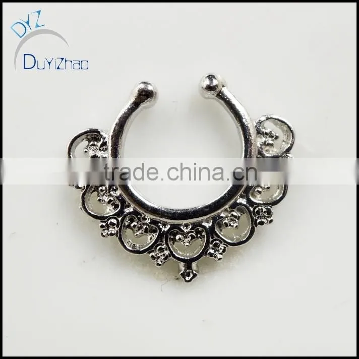 Heart shaped Fashion septum clicker fake nose rings