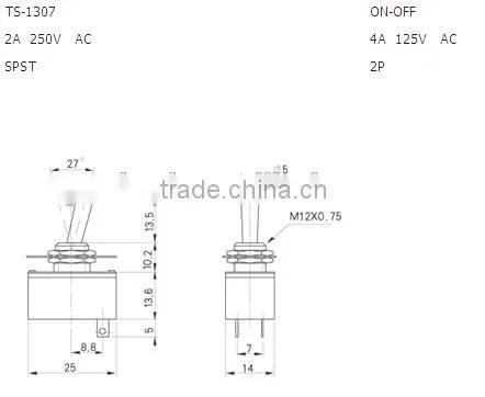 4 pin quickly terminal on on toggle switch