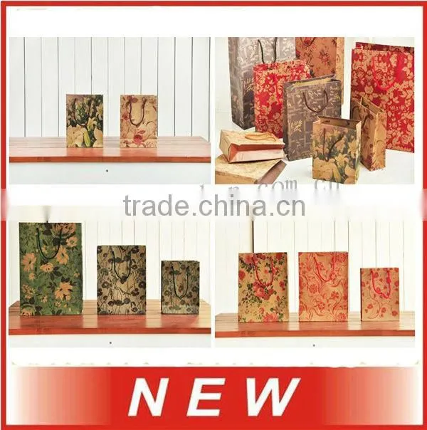 kraft paper bag,gift bag,packing bag,flower print,various design