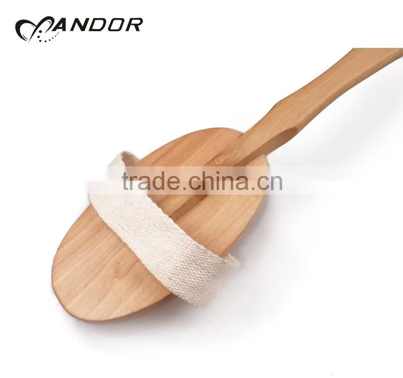 Natural bristle detachable wooden handle bath brush