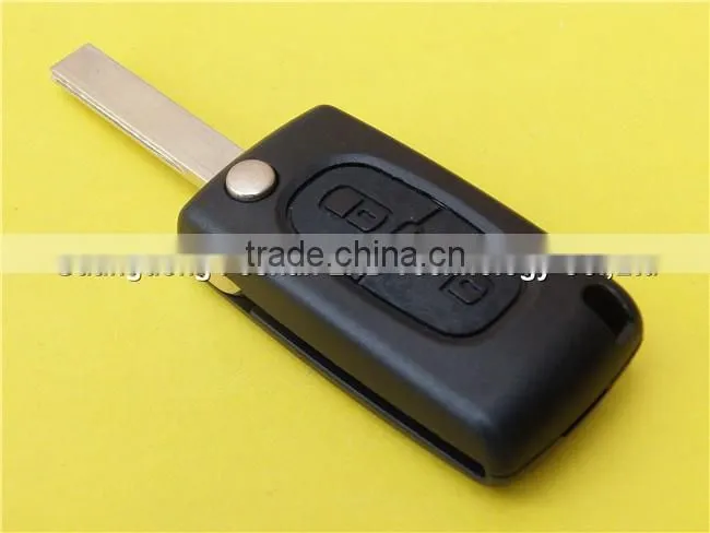 Car folding flip 2 button remote key blank shell case for Peugeot 407 wholesale